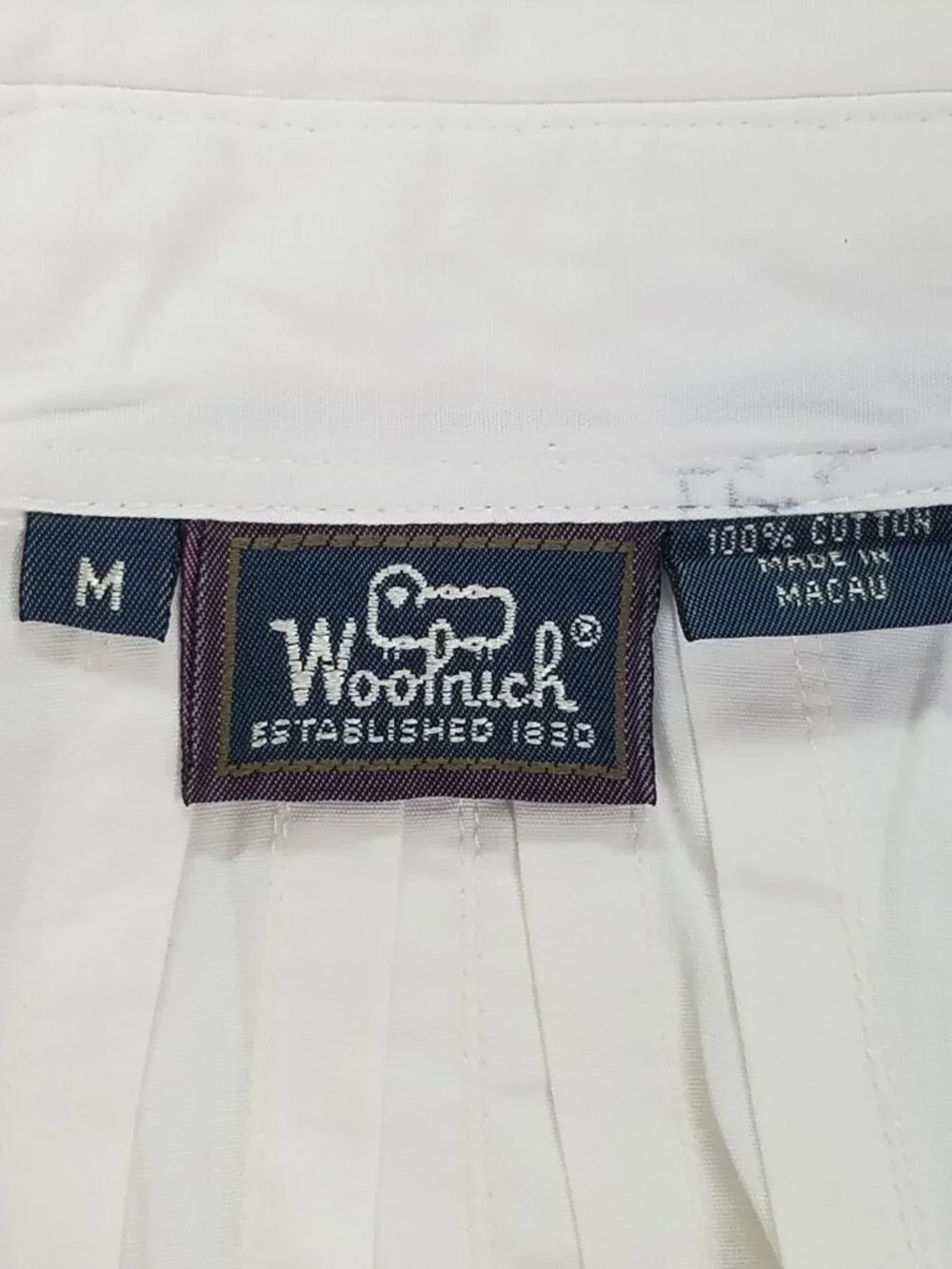 Vintage Woolrich Christmas Holiday Cotton Button Up Shirt Cream Medium